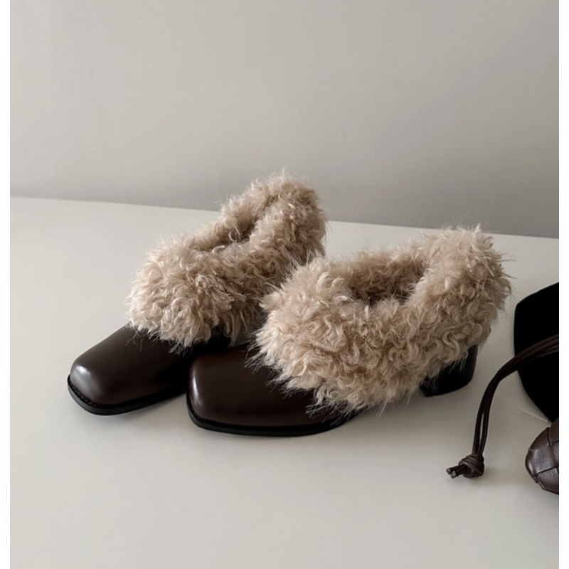 Women Fashion Over 40 - New Fashion Furry Lambwool Women Mary