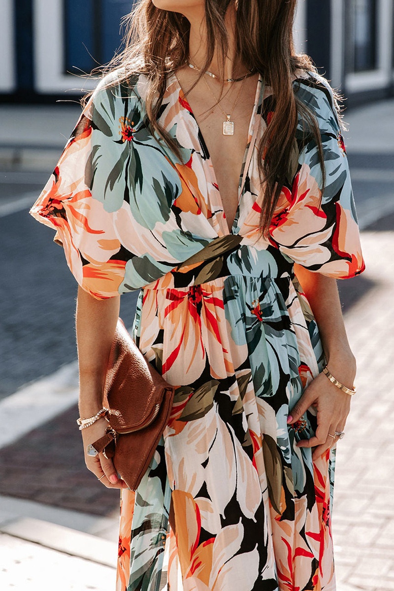 Floral Summer Dress - Fashion Floral Print Bohemian Dress Summer