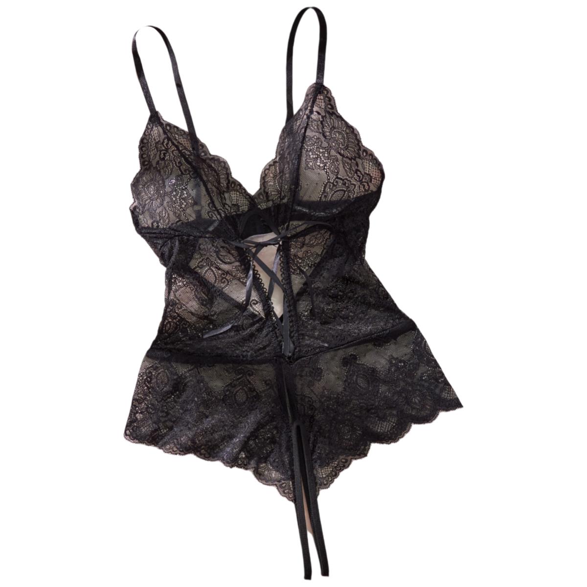 Floral Summer Dress - Ultra Sexy See Through Nightgown Black