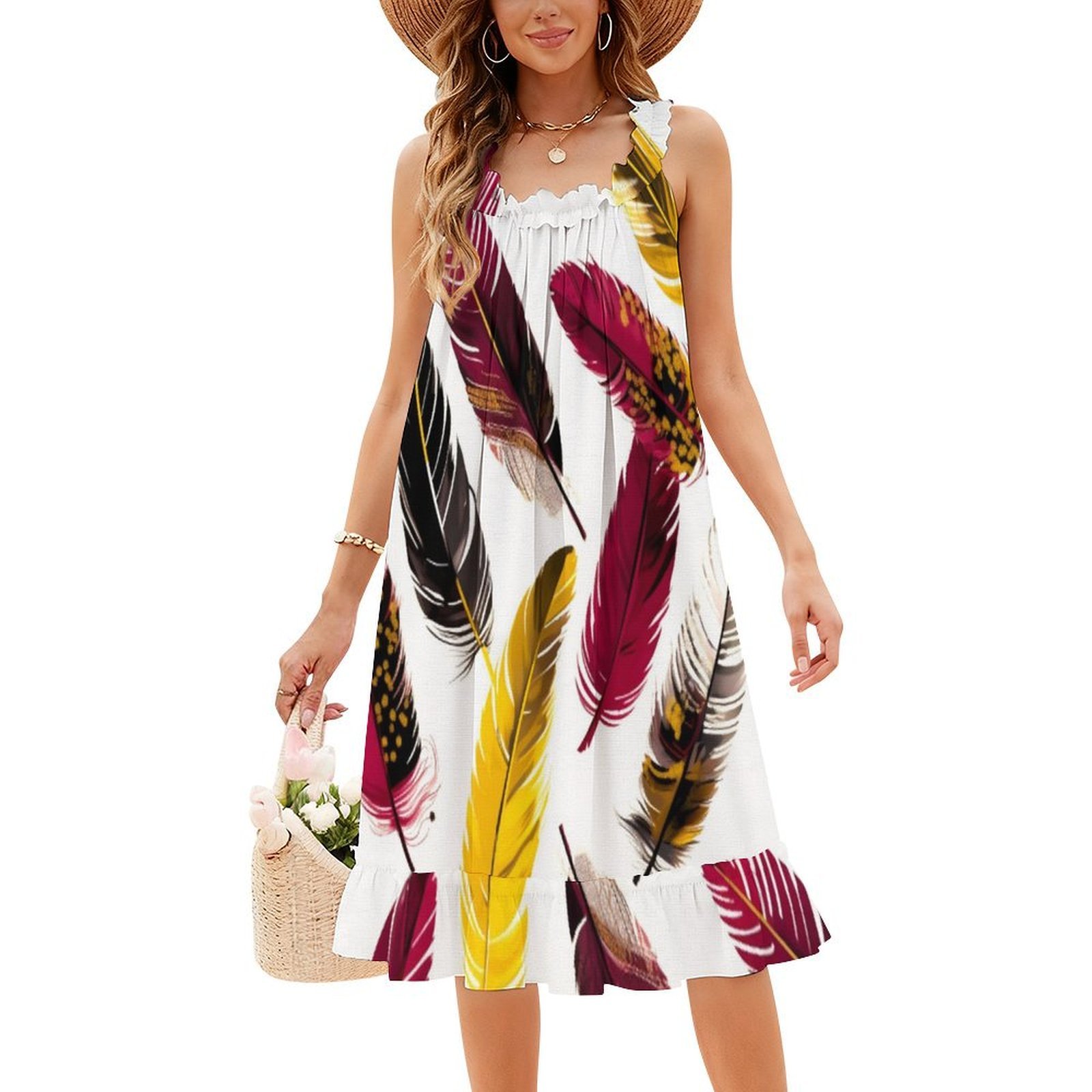 Feathers-Pink Ivory Gold Black - đánh giá và giá Smocked Dress Women