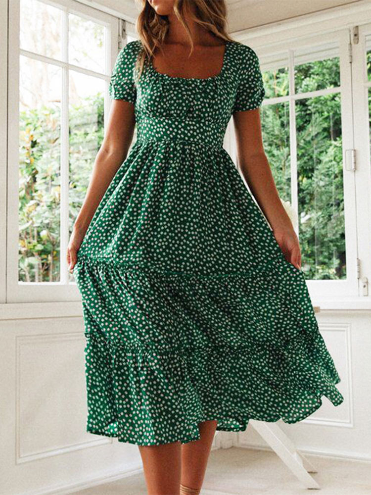 Vestidos Vintage Vintage Print - đánh giá và giá Smocked Dress Women