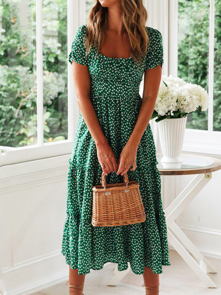 Vestidos Vintage Vintage Print - đánh giá và giá Smocked Dress Women