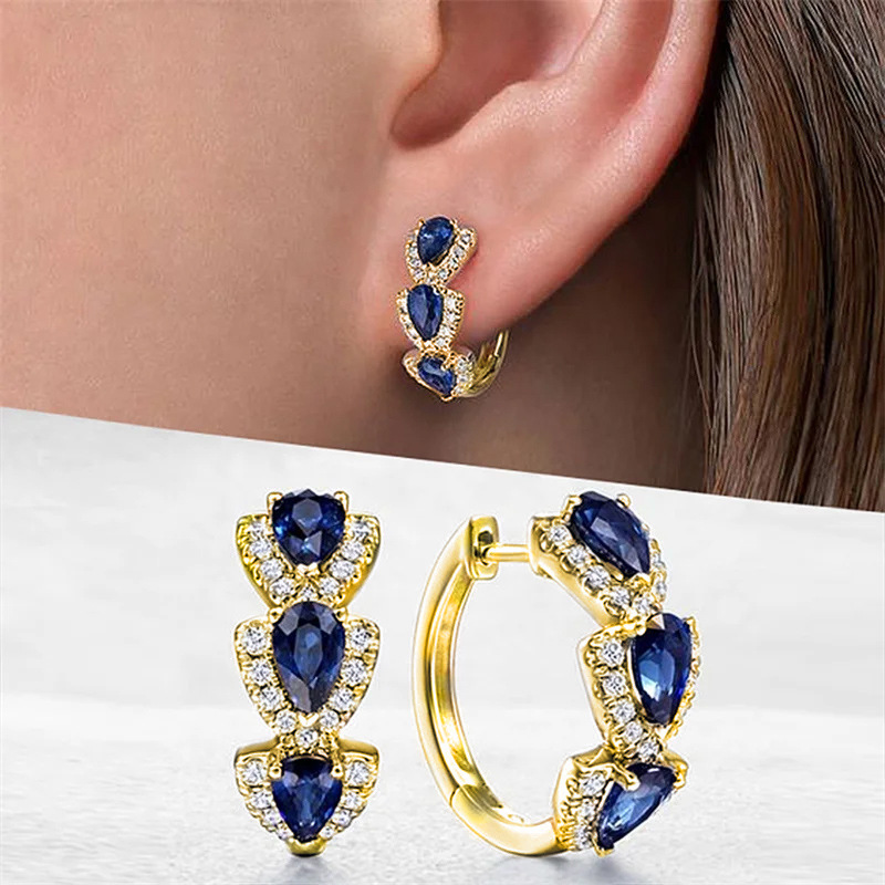 New Klein Blue Zircon Hoop Ear - đánh giá và giá Women'S Fashion Magazine
