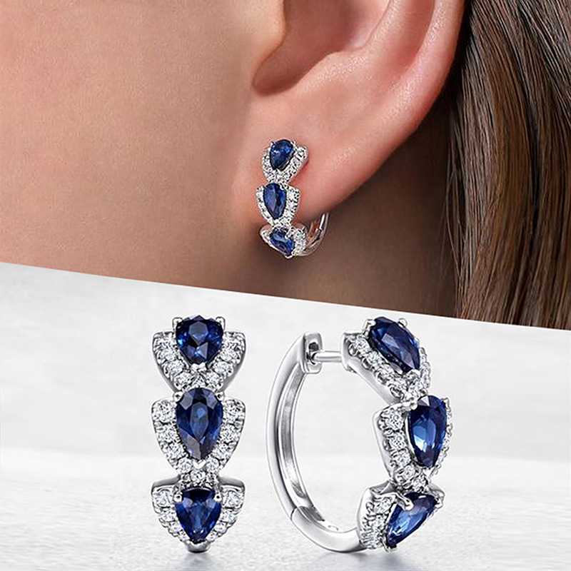 New Klein Blue Zircon Hoop Ear - đánh giá và giá Women'S Fashion Magazine