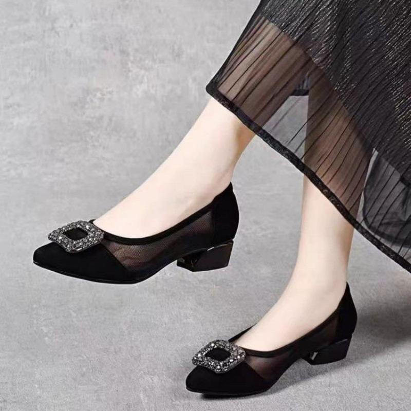 Elegant Pointed Toe Mesh Block - đánh giá và giá Women Fashion Store